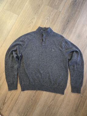 Chaps Men's Dark Gray Turtleneck Button-Placket Sweater